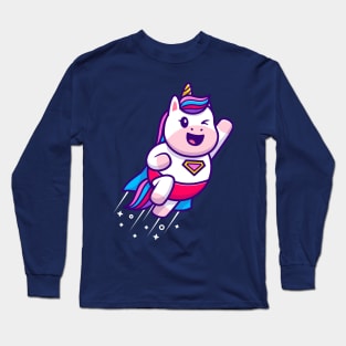 Cute Unicorn Super Flying Cartoon Long Sleeve T-Shirt